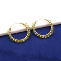 Chunky Natural Peridot Gemstone Hoops Earring Gold Plated Silver