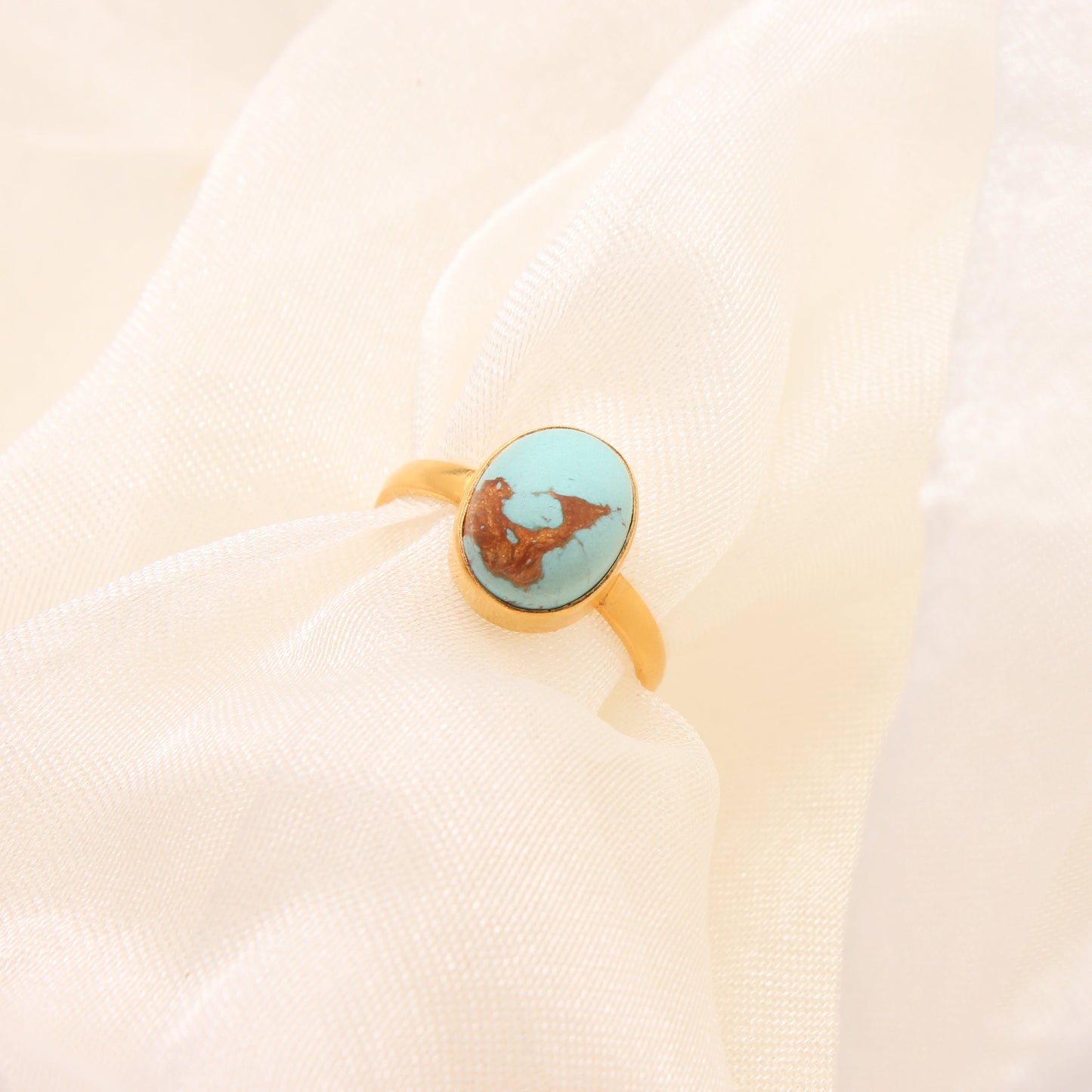 Copper Turquoise 925 Gold Plated Ring GemsRush