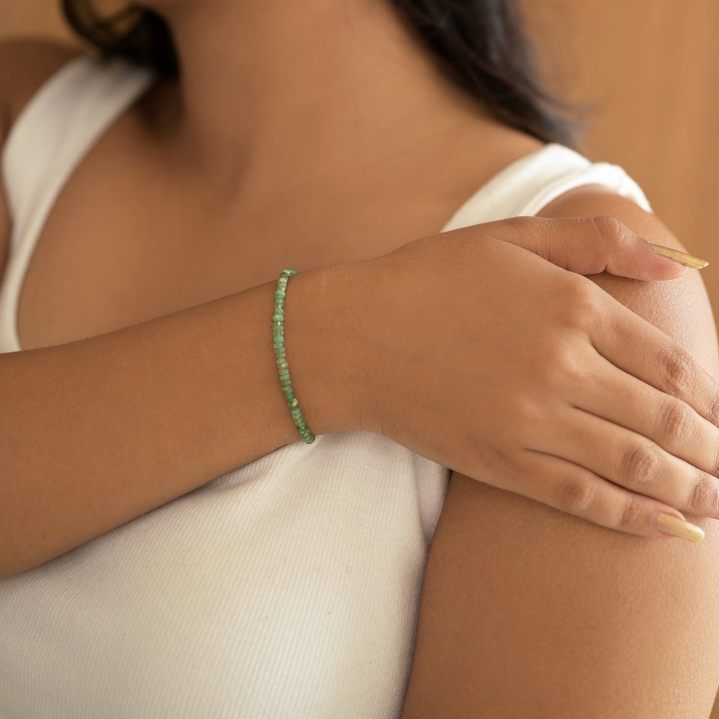 Emerald Gemstone Faceted Rondelle Bracelet