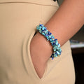 Aquamarine- Lapis-Aquamarine Mix Beaded Bracelet with Silver Clasp