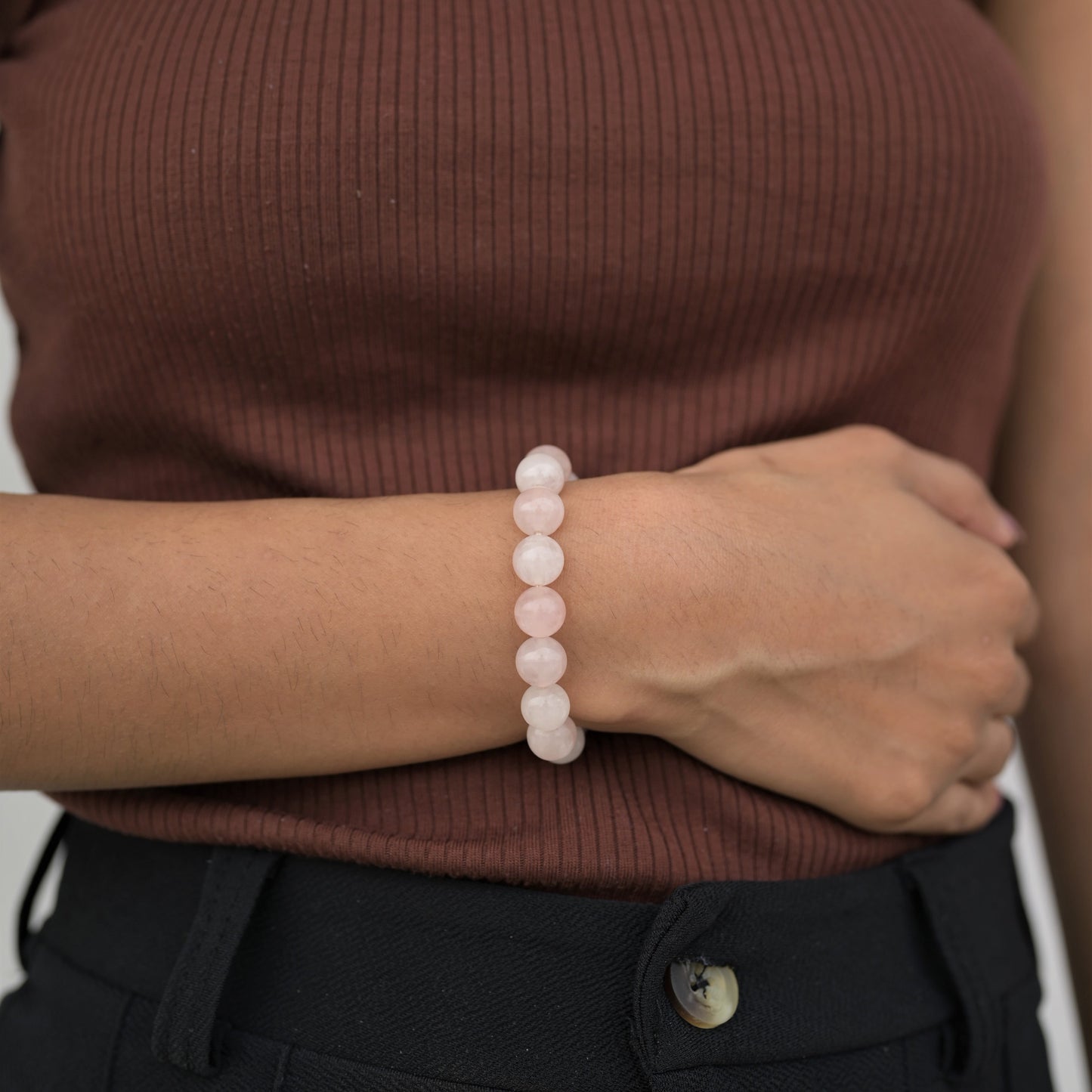 High Quality Natural Pink Rose Quartz Bracelet | 12mm Quartz Beads