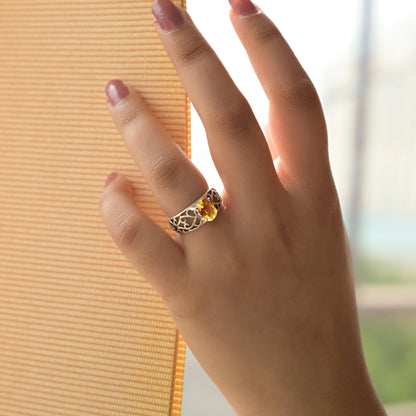 Celtic Citrine Silver Ring