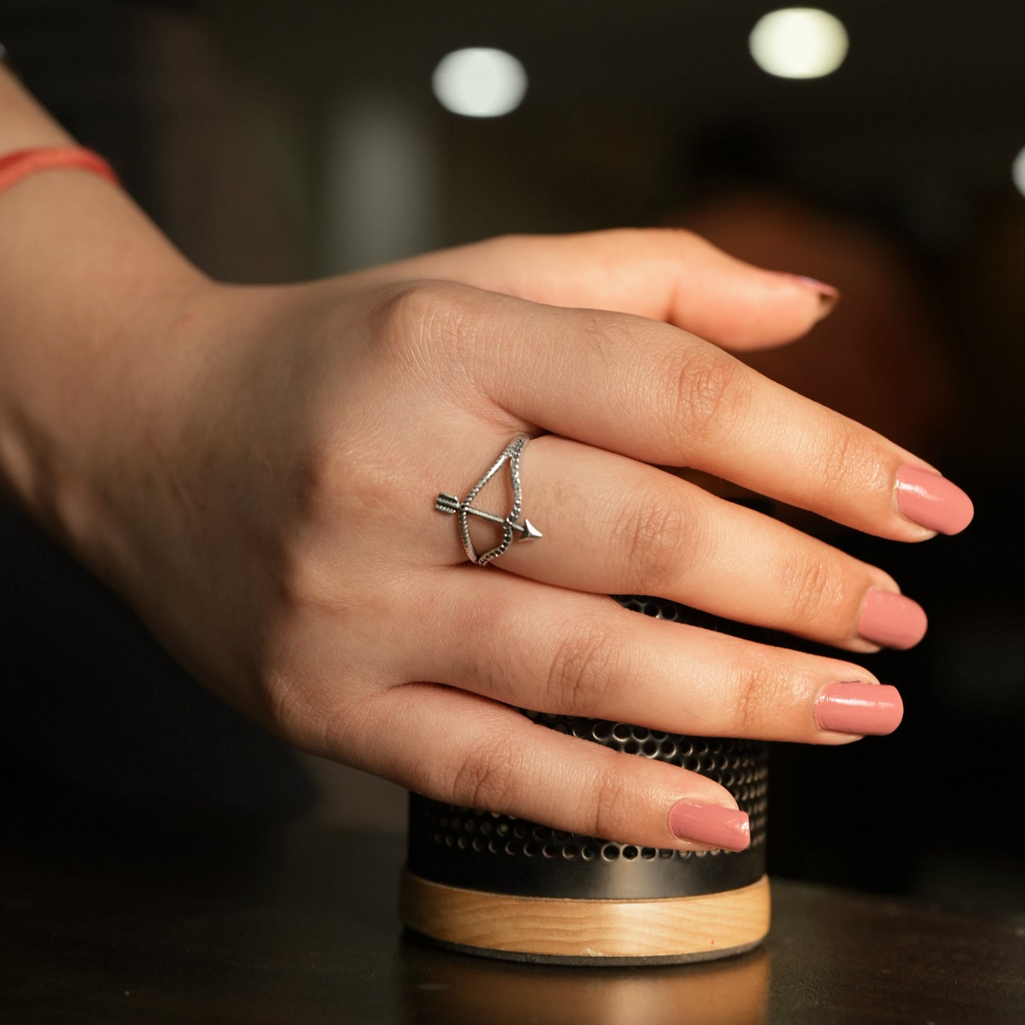 Valentine Special Arrow and Box Shape Silver Ring 8 US