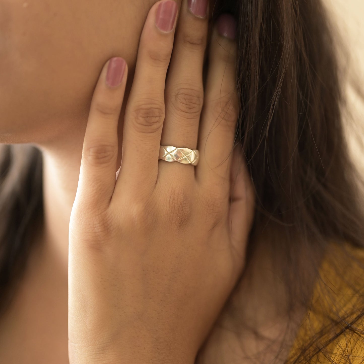 Sterling Silver Chunky Waffle Band Ring