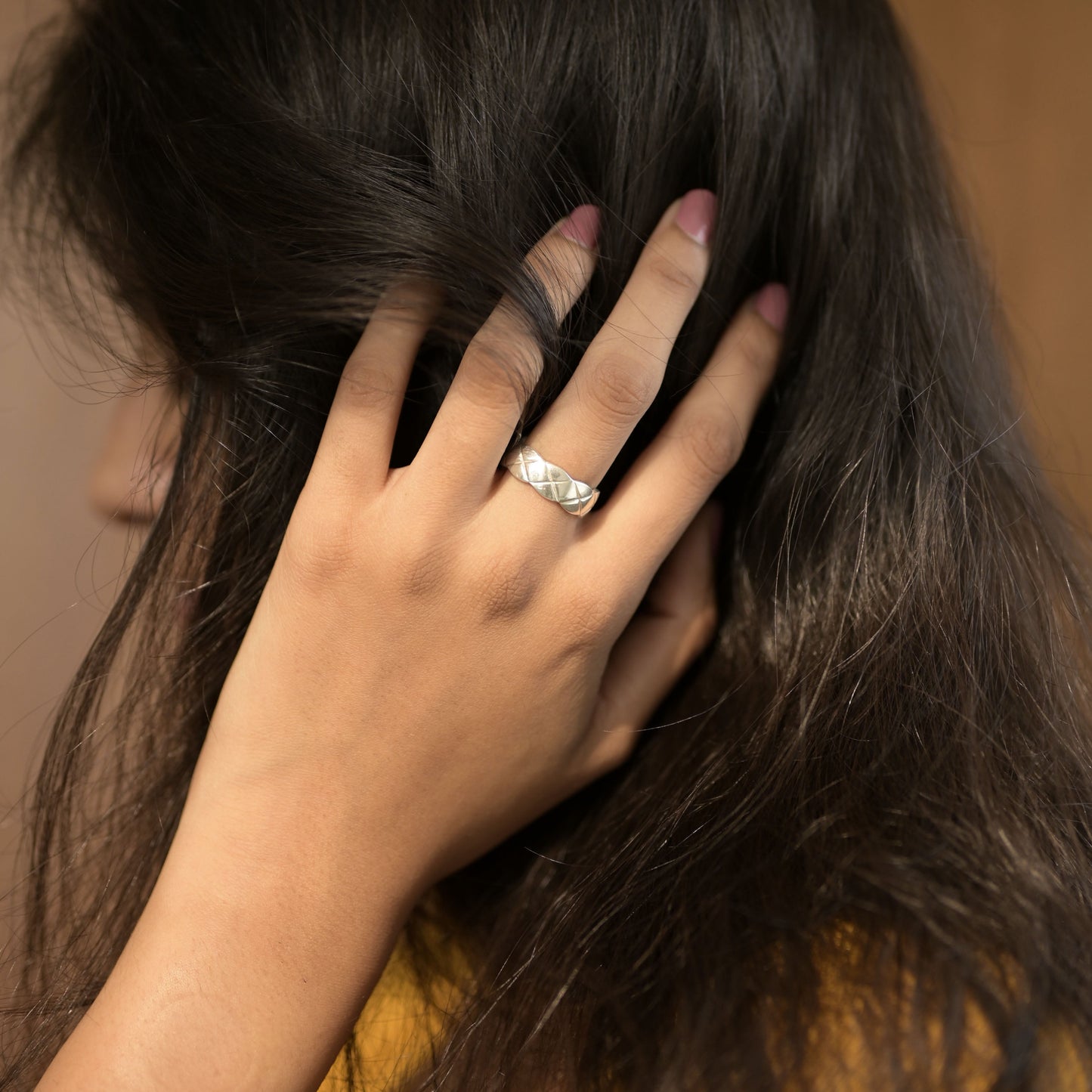 Sterling Silver Chunky Waffle Band Ring