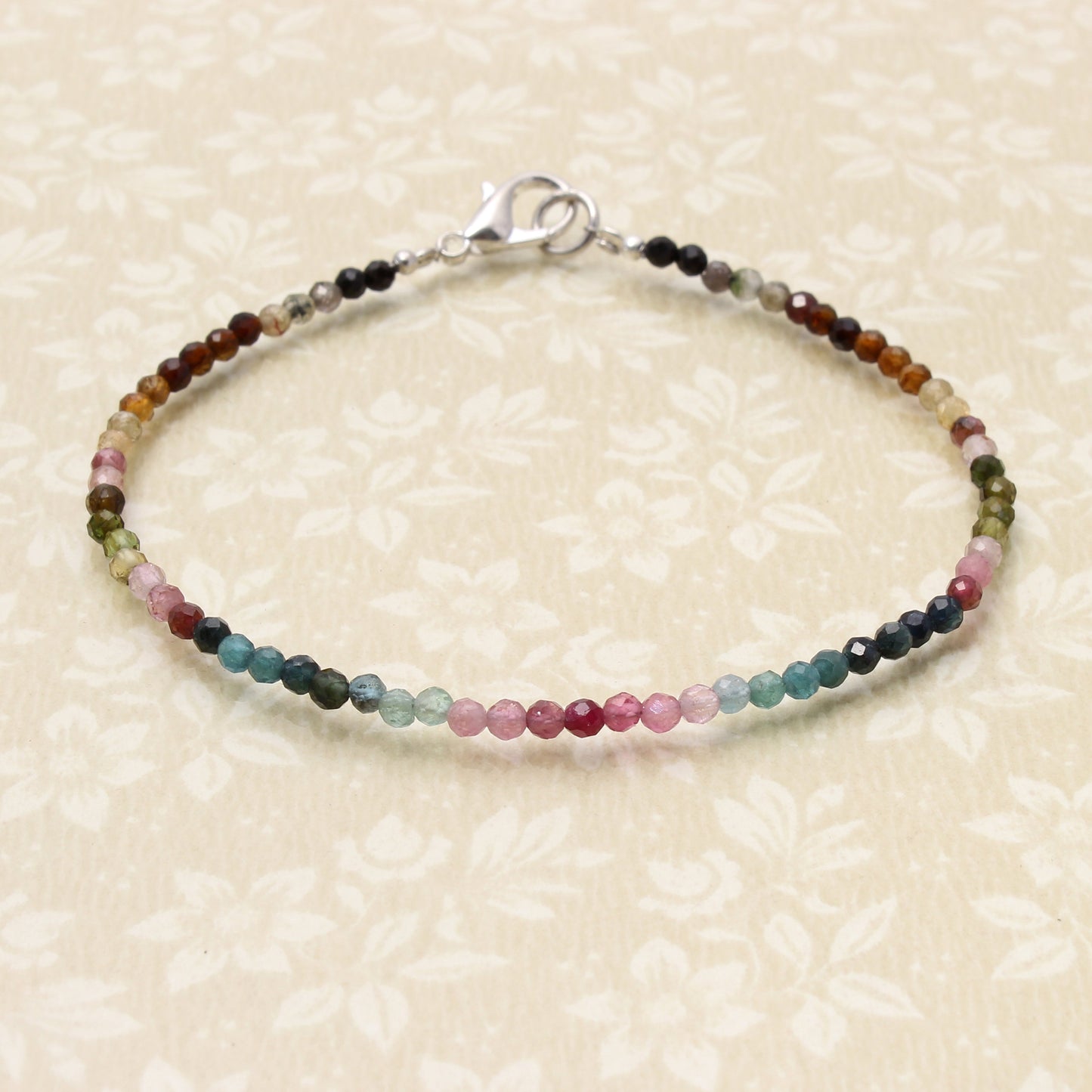 Enchanting Multi Tourmaline Gemstone Silver Lobster Clasp Bracelet GemsRush