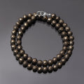 Faceted Pyrite Gemstone Beads Silver Necklace