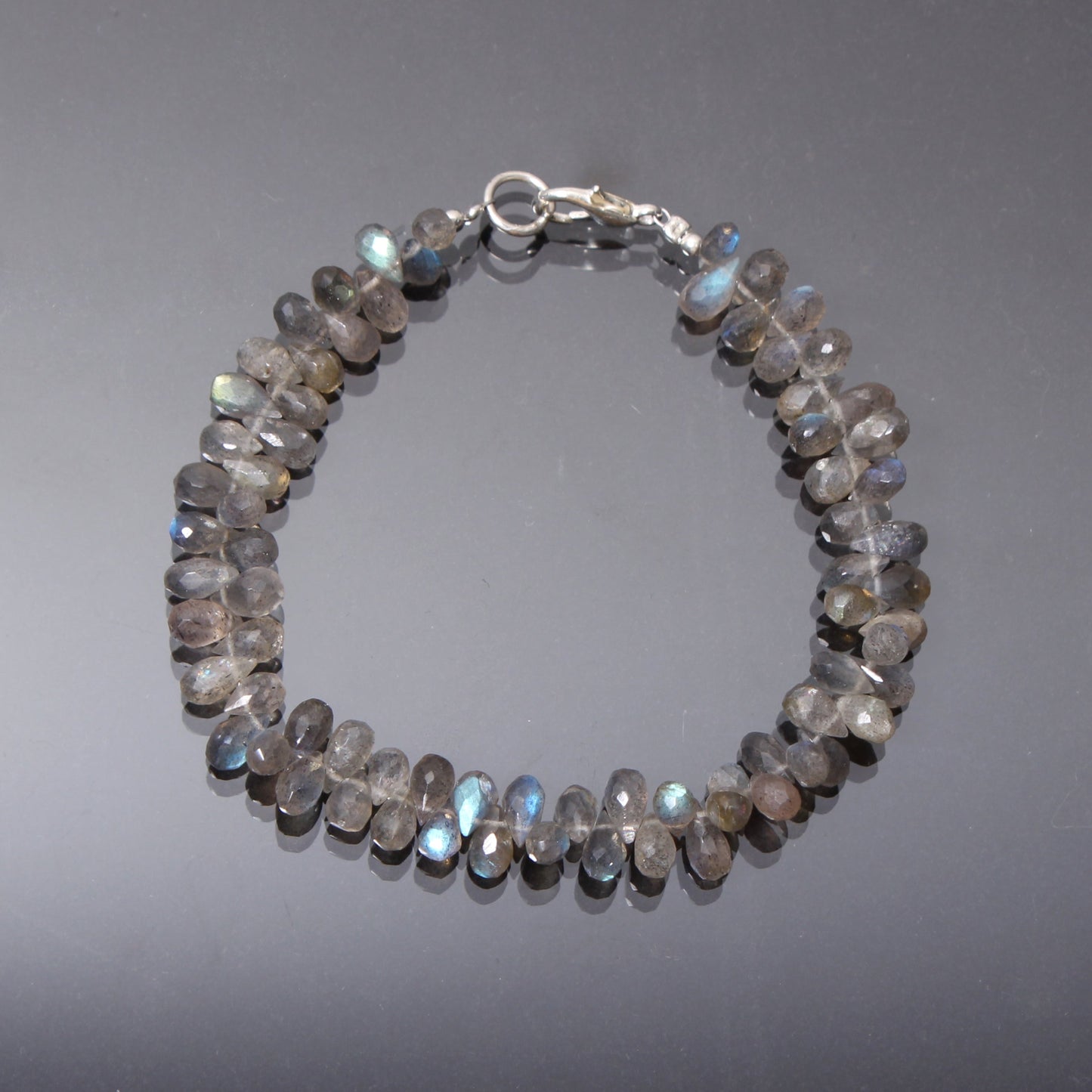 Fancy Drop Shape Bracelet Studded With Natural Blue Fire Labradorite Gemstone GemsRush