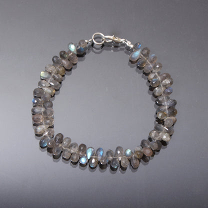 Fancy Drop Shape Bracelet Studded With Natural Blue Fire Labradorite Gemstone GemsRush