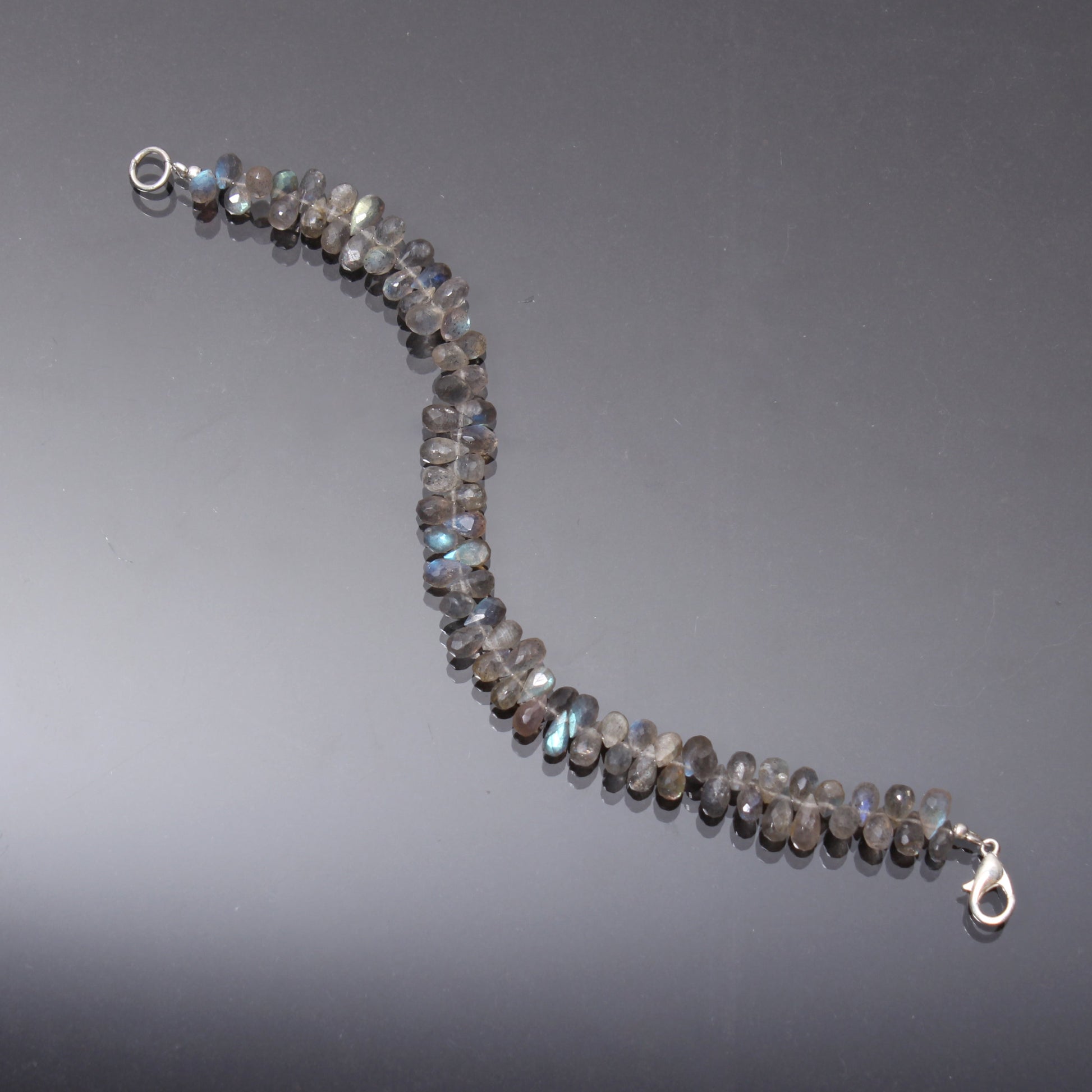 Fancy Drop Shape Bracelet Studded With Natural Blue Fire Labradorite Gemstone GemsRush