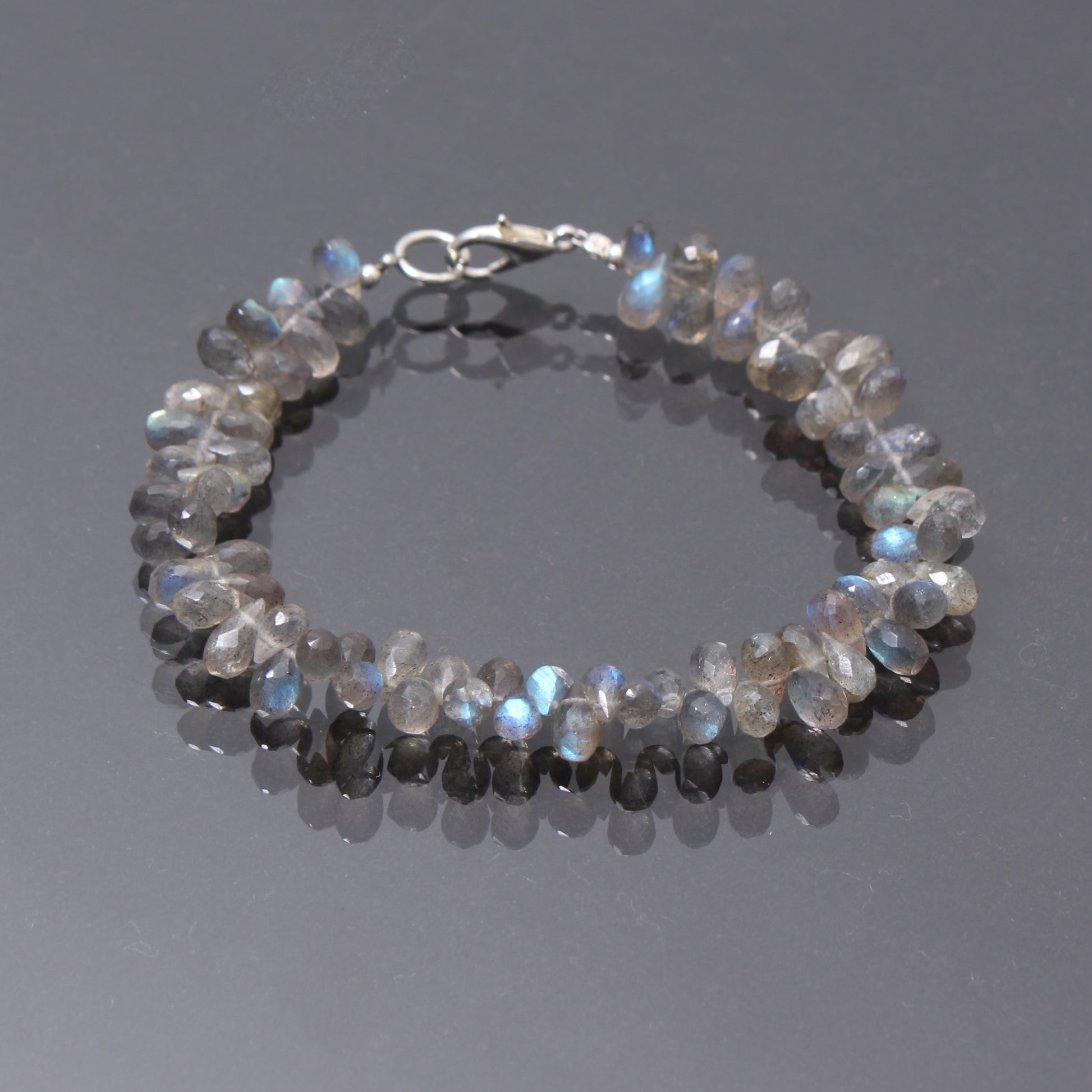 Fancy Drop Shape Bracelet Studded With Natural Blue Fire Labradorite Gemstone GemsRush