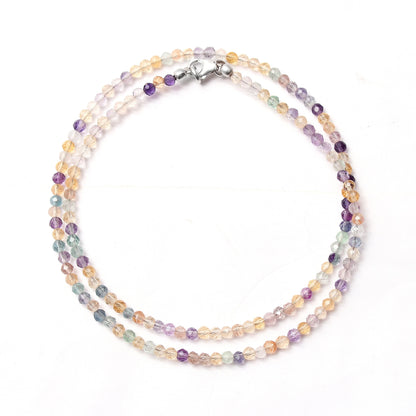 Fluorite Bead Necklace, Fluorite Micro Faceted Beaded Necklace, Natural Fluorite Minimalist Necklace, GemsRush