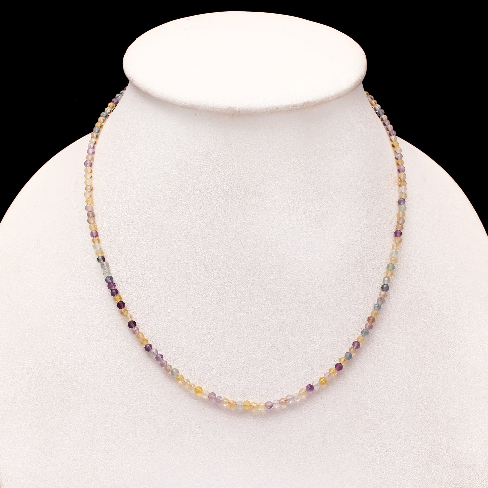 Fluorite Bead Necklace, Fluorite Micro Faceted Beaded Necklace, Natural Fluorite Minimalist Necklace, GemsRush