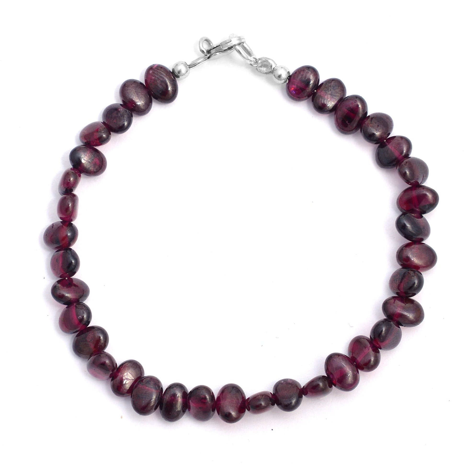 Garnet Beads Silver Bracelet GemsRush