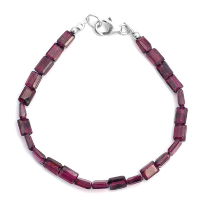 Garnet Casual Wear Silver Bracelet With Silver Clasp GemsRush