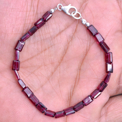 Garnet Casual Wear Silver Bracelet With Silver Clasp GemsRush