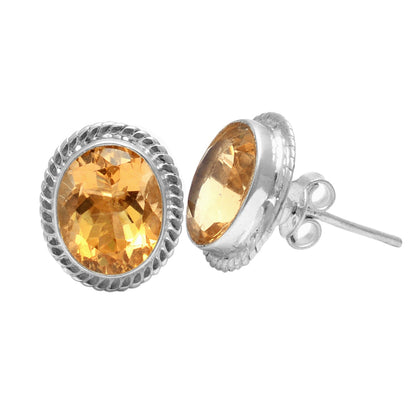 Golden Citrine Silver Stud Earring GemsRush