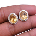 Golden Citrine Silver Stud Earring