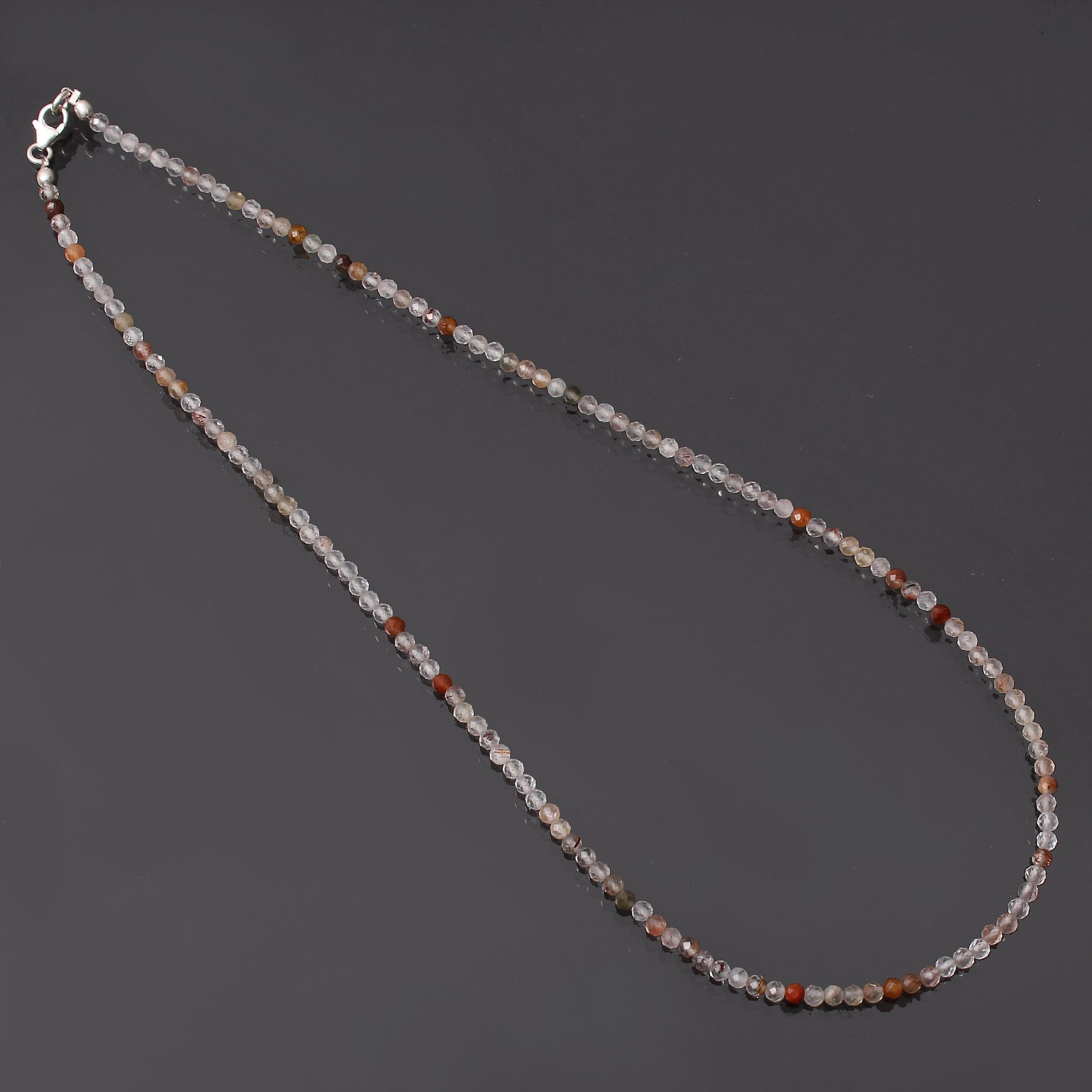 Golden Rutilated Quartz Beaded Necklace ,Golden Rutile Micro Faceted Round Bead Necklace, GemsRush