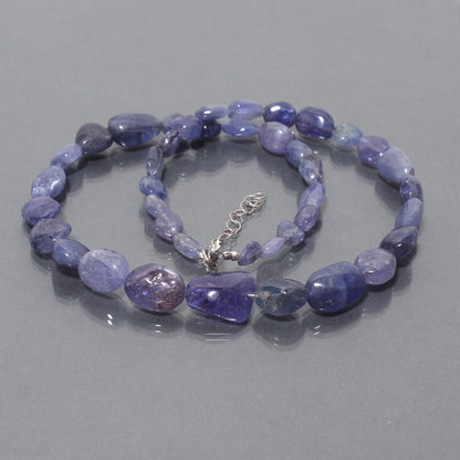 Gorgeous Tanzanite Smooth Nuggets Beaded Necklace GemsRush