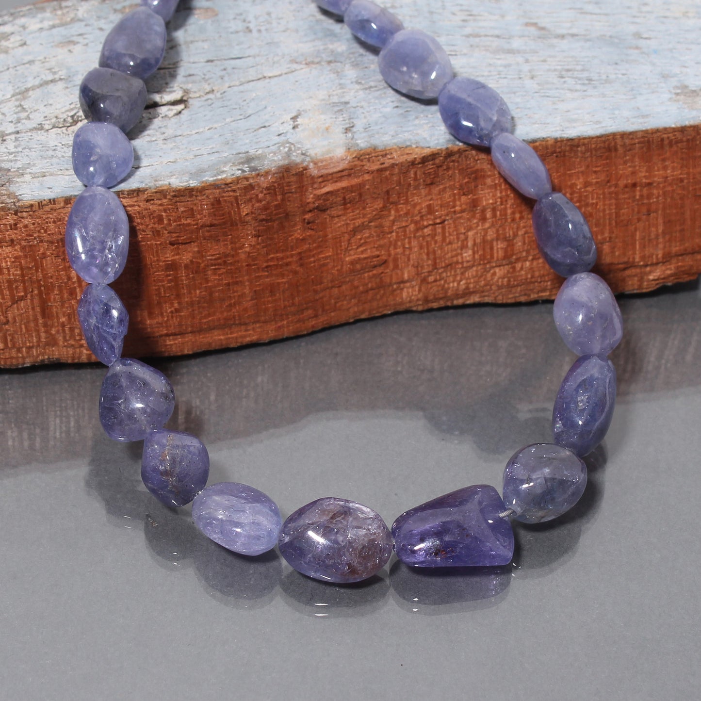 Gorgeous Tanzanite Smooth Nuggets Beaded Necklace GemsRush