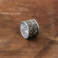 Vintage Wide Band Throne Silver Ring – Boho Antique Statement Jewelry