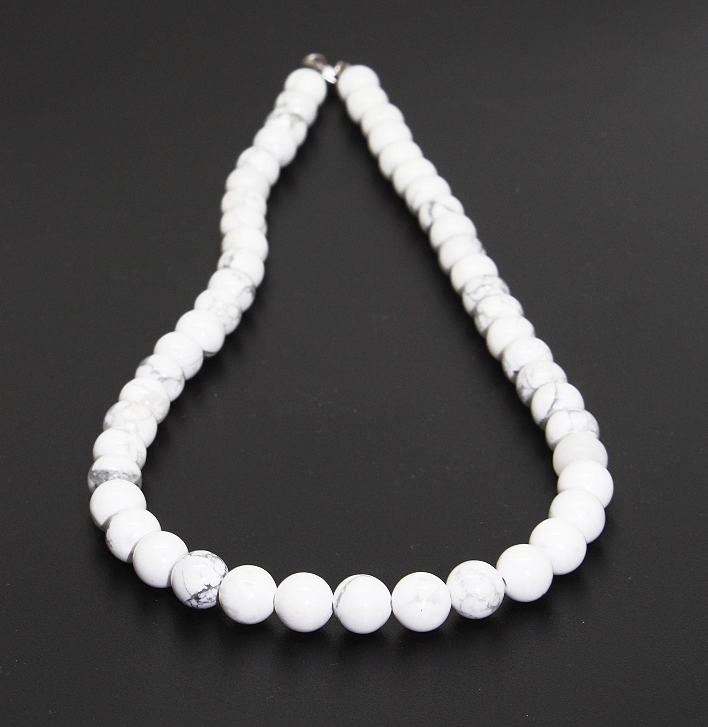 Graceful White Howlite Round Beaded Necklace GemsRush