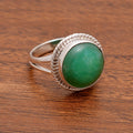 Natural Green Aventurine Gemstone Statement Ring