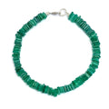Green Onyx Heishi Square Beads Silver Lobster Lock Bracelet