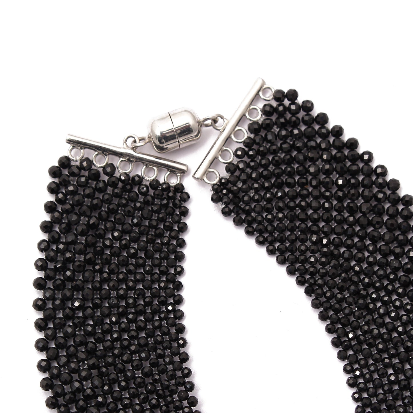 Hand Woven Black Spinel Handmade Silver Necklace GemsRush