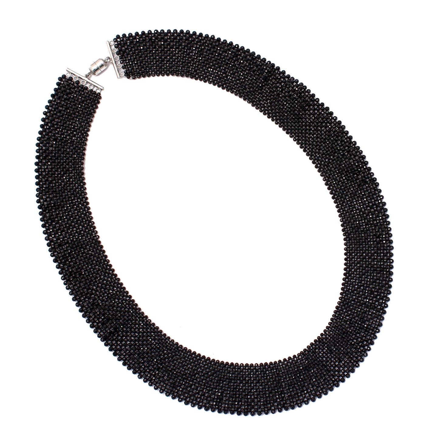 Hand Woven Black Spinel Handmade Silver Necklace GemsRush