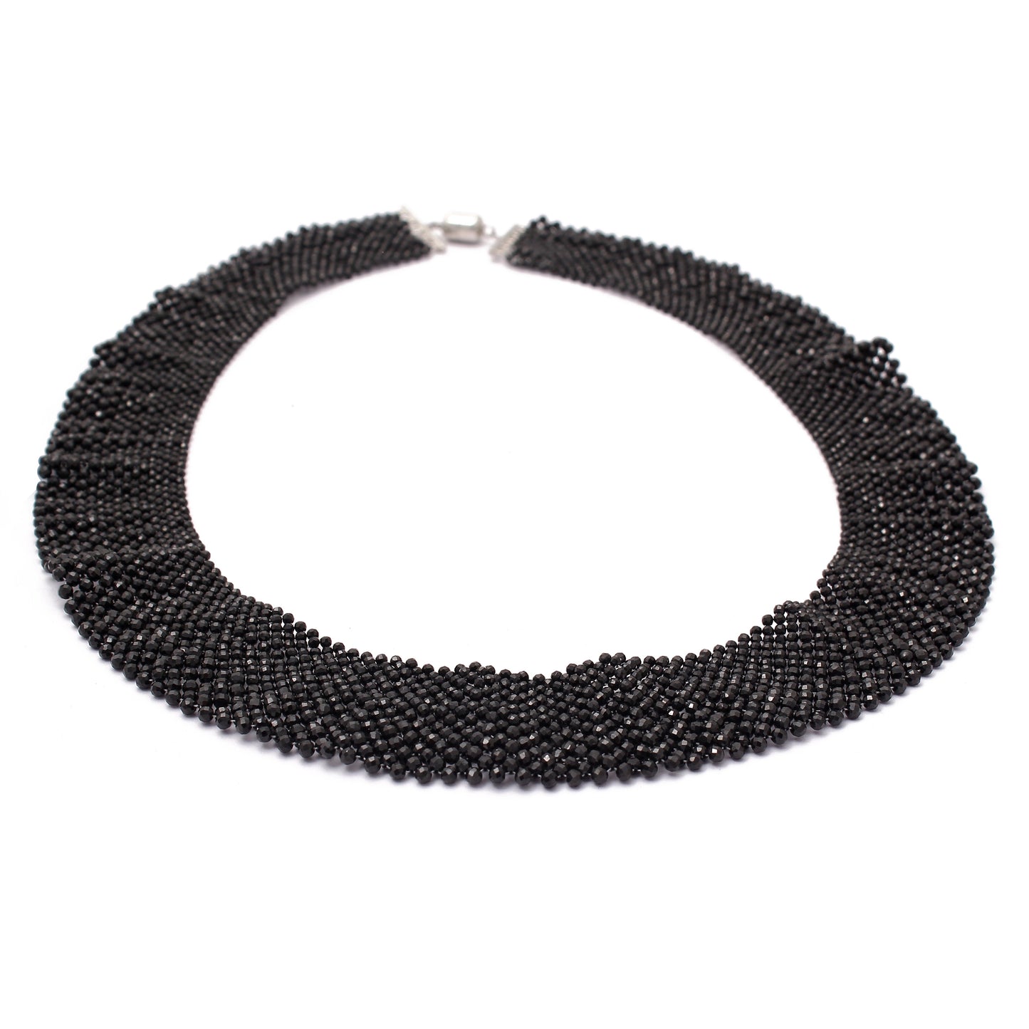 Hand Woven Black Spinel Handmade Silver Necklace GemsRush