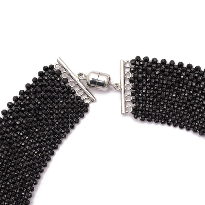 Hand Woven Black Spinel Handmade Silver Necklace GemsRush