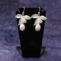 925 Silver Orchid flower Pearl Earring