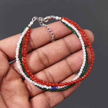 Independence Day Minimalist Bracelet | Multi Gemstone Lobster Lock Bracelet GemsRush