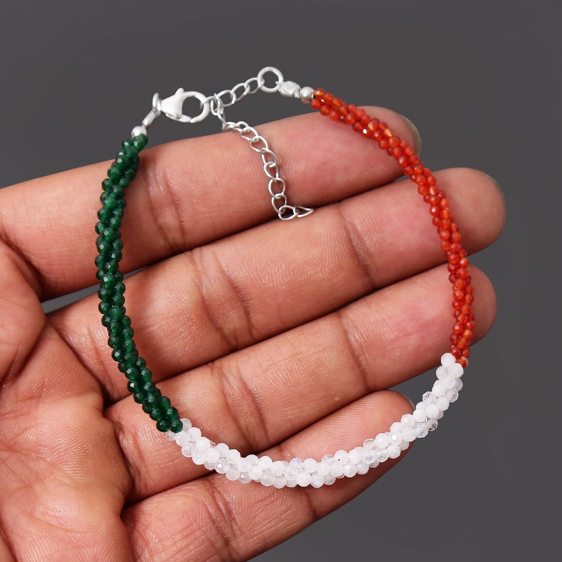 India Flag Colour Hand Woven Twisted Bracelet GemsRush