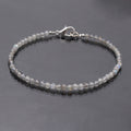 Labradorite Micro faceted Round Shape Tiny Minimalist Bracelet With 925 Silver Lobster Lock