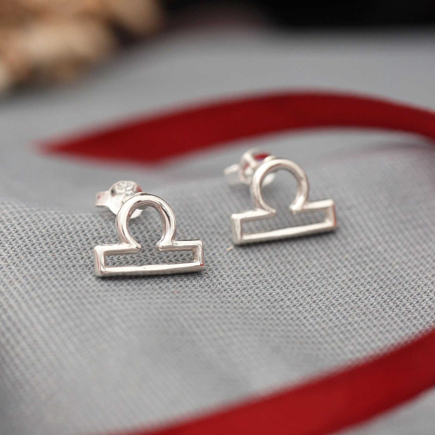 Libra Zodiac Silver Stud Earring GemsRush