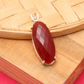 Long Red Onyx Silver Pendant