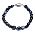 Mesmerizing Blue Pietersite Gemstone Beaded Bracelet with 925 Silver Lock - The Perfect Gift for Her