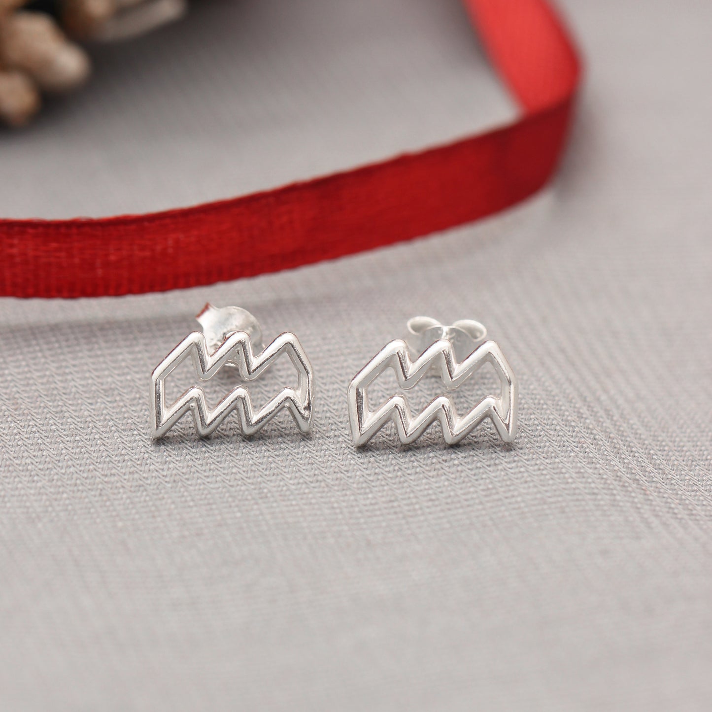 Minimalist Aquarius Stud Silver Earring GemsRush