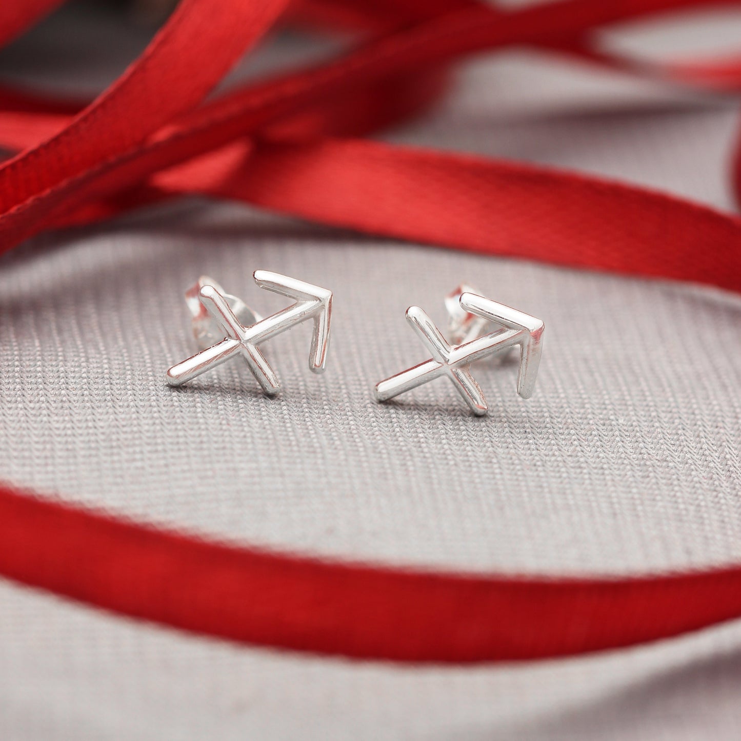 Minimalist Sagittarius Plain Silver Stud Earring GemsRush