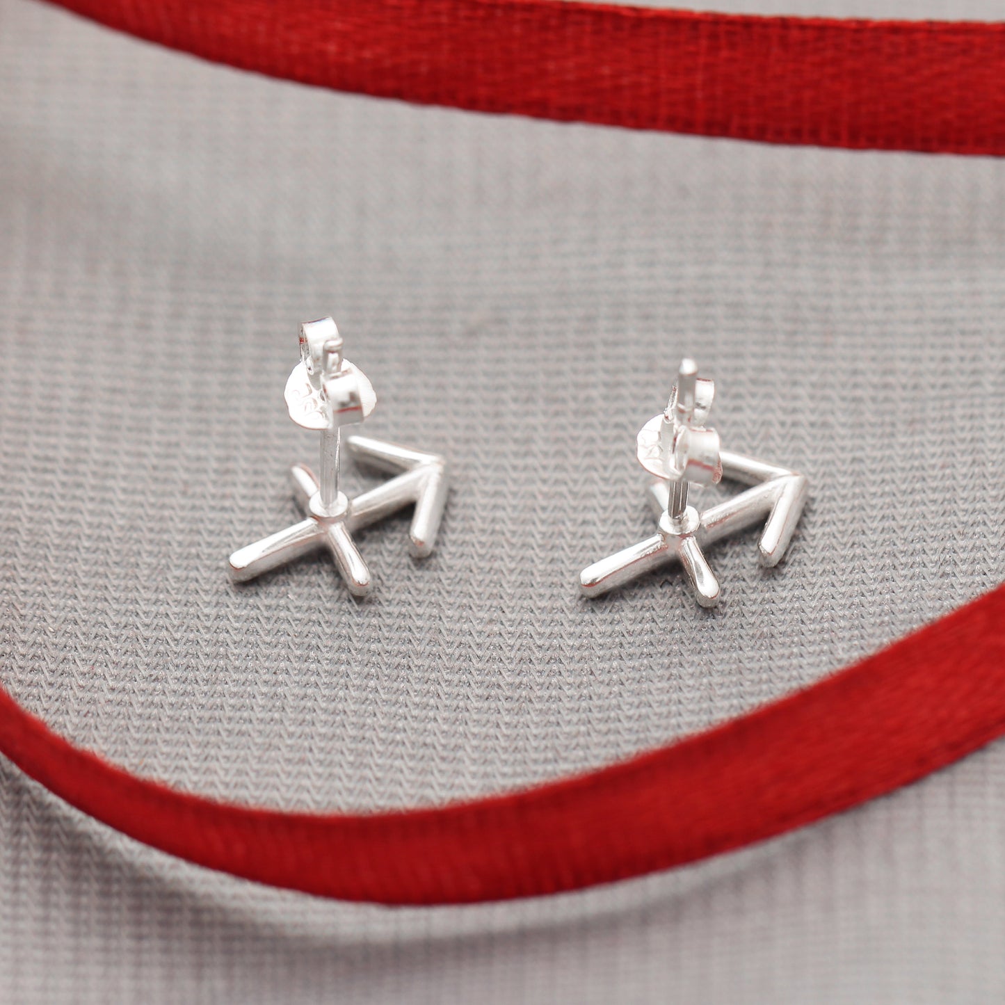 Minimalist Sagittarius Plain Silver Stud Earring GemsRush