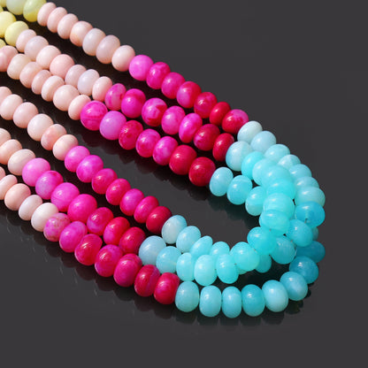 Multi Candy Opal Rondelle Beads Strand 8-9 mm, DIY Jewelry Making Strand 16 Inches GemsRush