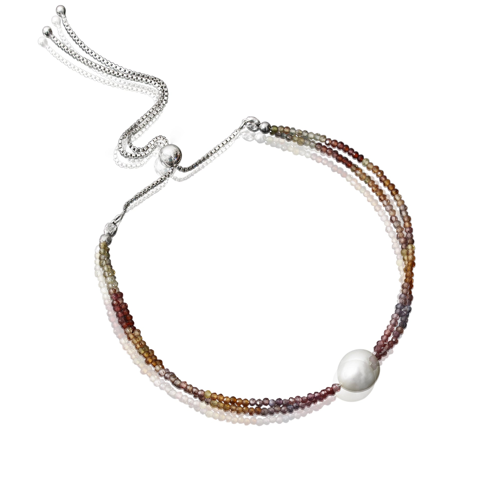 Multi Sapphire / Pearl Twist Layer Bracelet ( Bolo Chain ) GemsRush