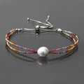 Multi Sapphire / Pearl Twist Layer Adjustable Chain Bracelet ( Bolo Chain )