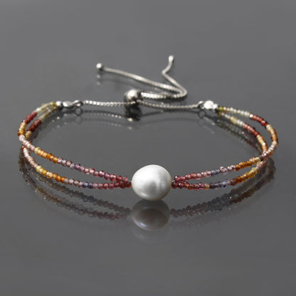 Multi Sapphire / Pearl Twist Layer Bracelet ( Bolo Chain ) GemsRush