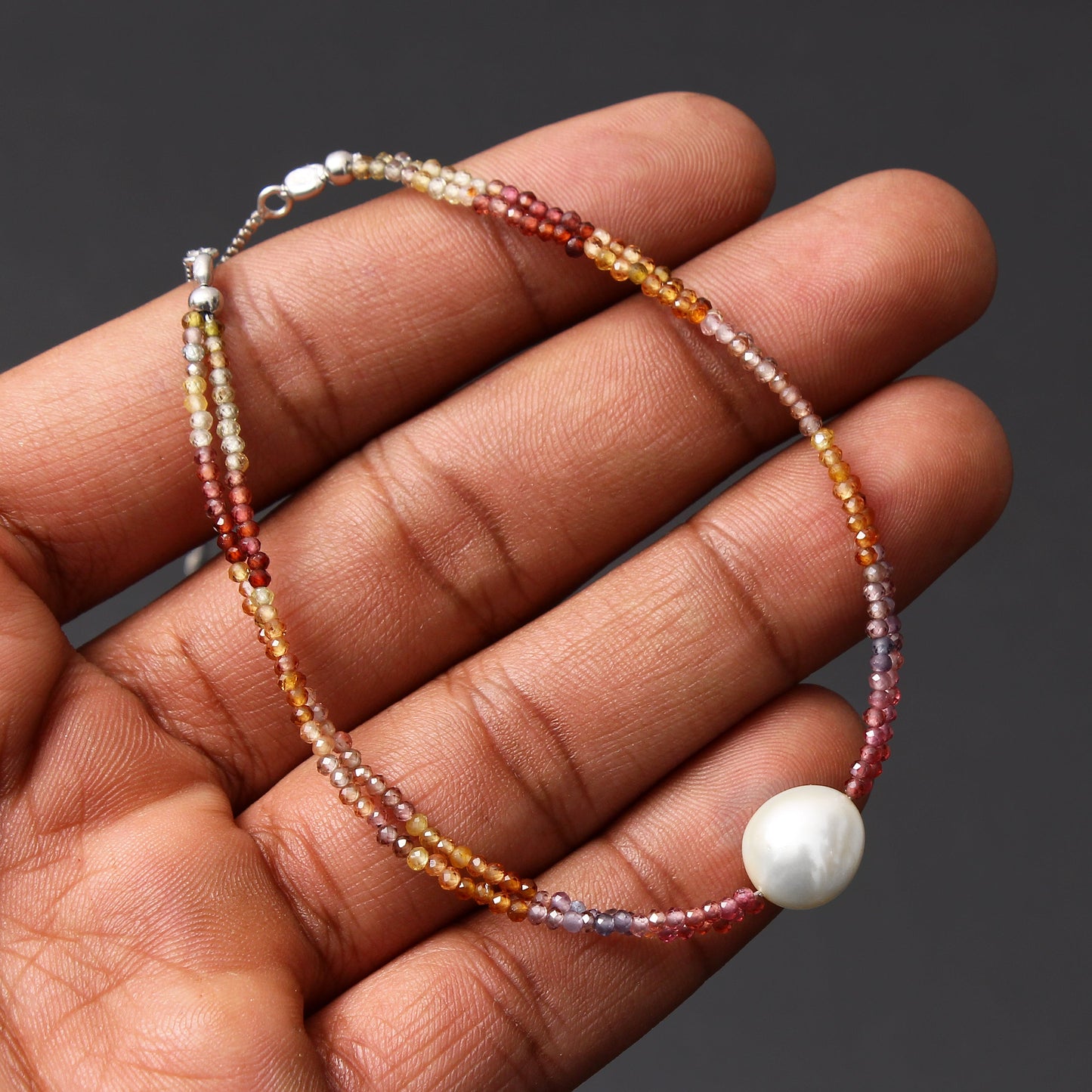 Multi Sapphire / Pearl Twist Layer Bracelet ( Bolo Chain ) GemsRush