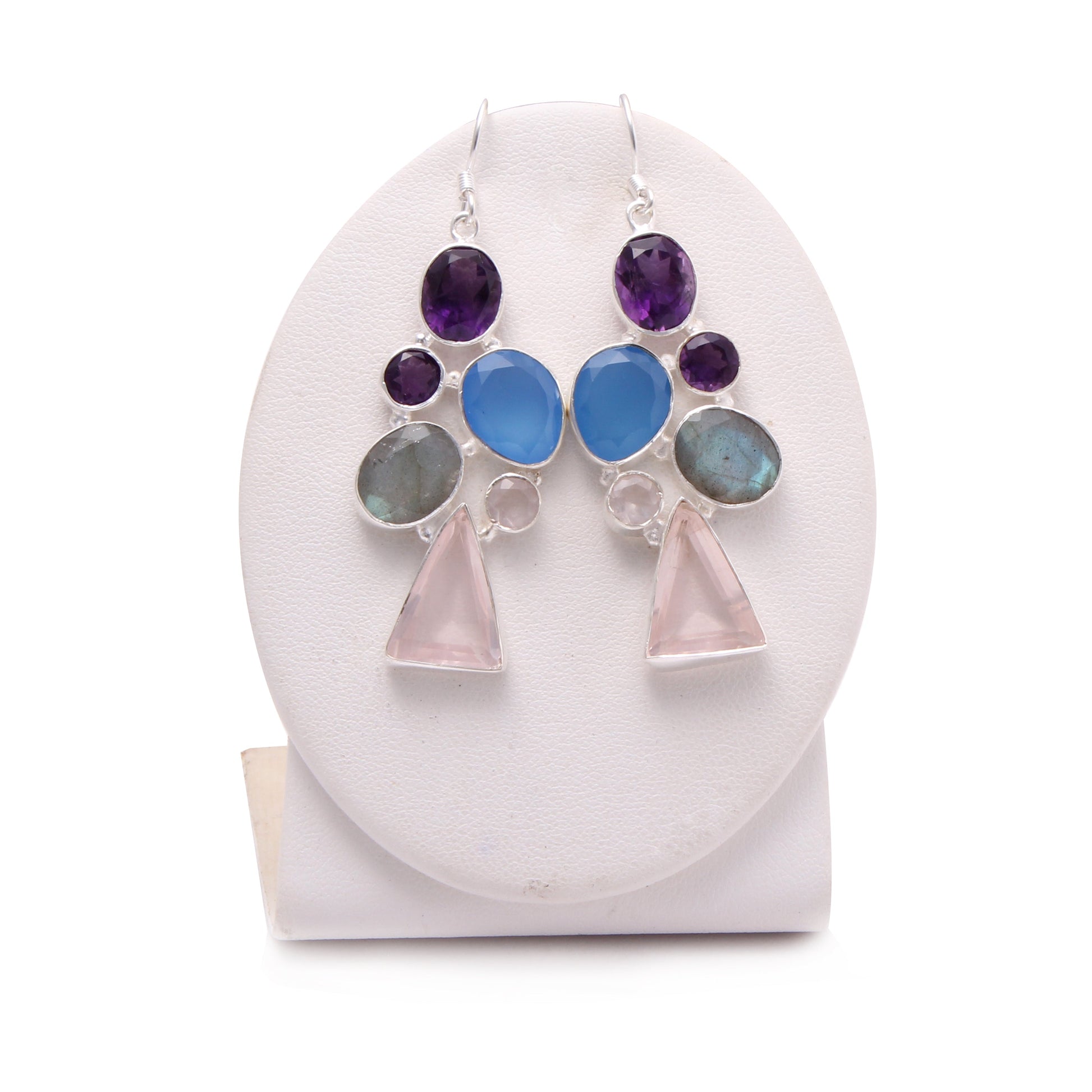 Multi Stone Silver Earring GemsRush