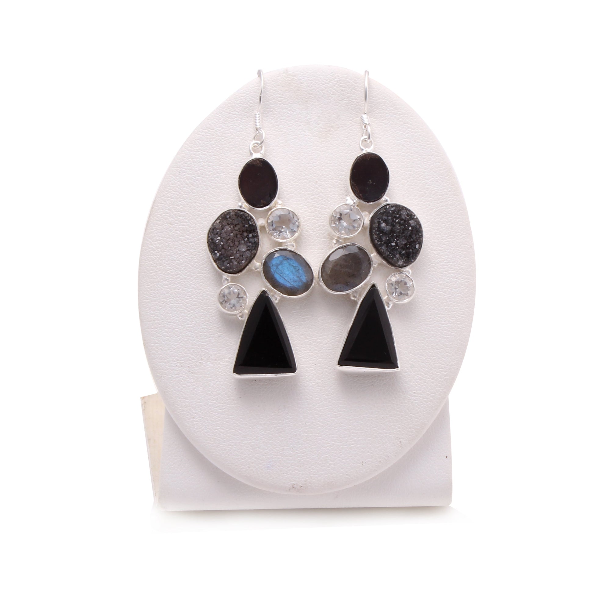 Multi Stone Statement Silver Earring GemsRush